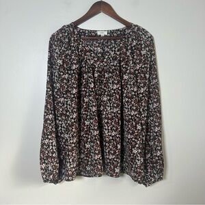 ETT Long Sleeve Floral Print Peasant Blouse Women's Size Medium